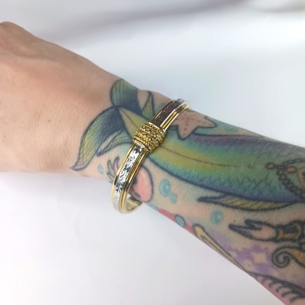 Vintage Gold & Silver Hinged Bangle.